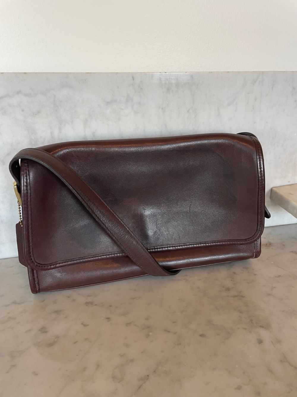 COACH Vintage Andrea Flap Shoulder Bag/Allison Flap Bag Mahogany Brown - Picture 3 of 17
